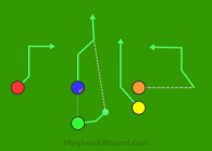 Twins Stack EN2N Rollout Blue Slant is a 5 on 5 flag football play