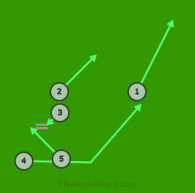 Angle - Left is a 5 on 5 flag football play