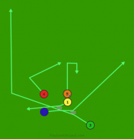 Stack Left 23 Reverse Sweep is a 5 on 5 flag football play