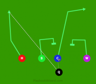 Q PASS fade H is a 5 on 5 flag football play