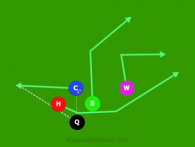 diamond Q PASS center screen is a 5 on 5 flag football play